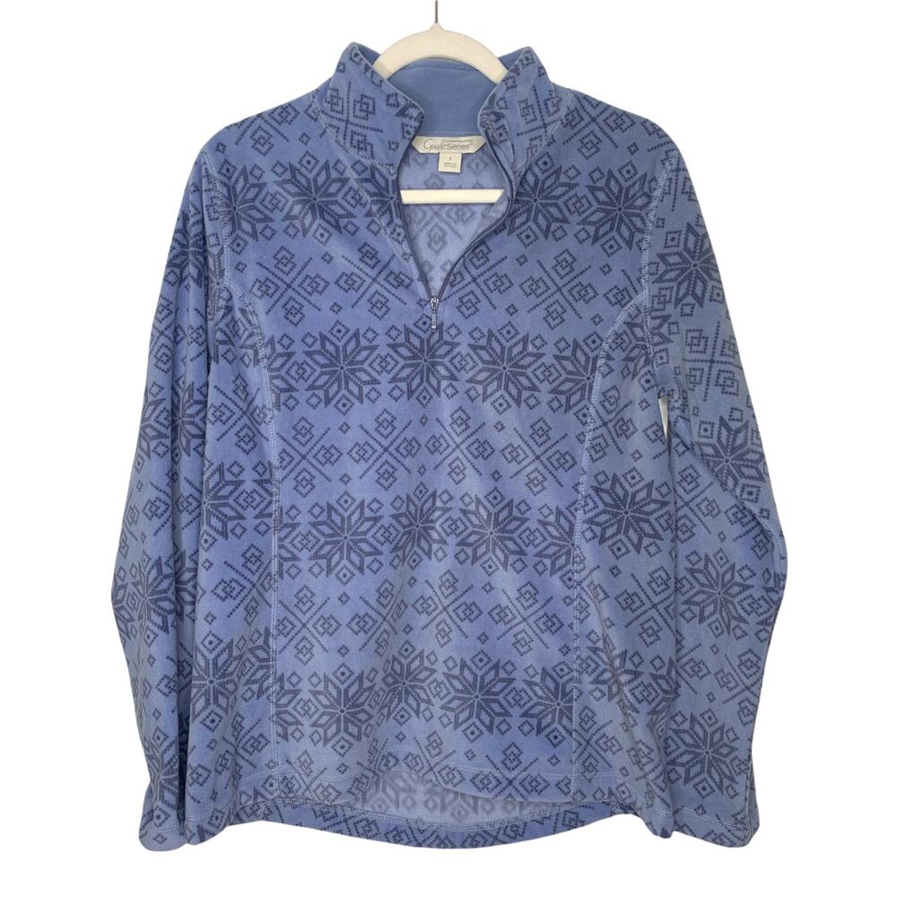 3/$20 Gander Mountain women's blue fairisle fleece quarter zip pullover Small